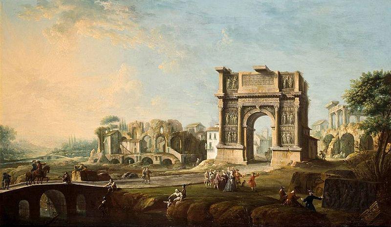 Antonio Joli The Arch of Trajan at Benevento oil on canvas painting by Antonio Joli. oil painting image